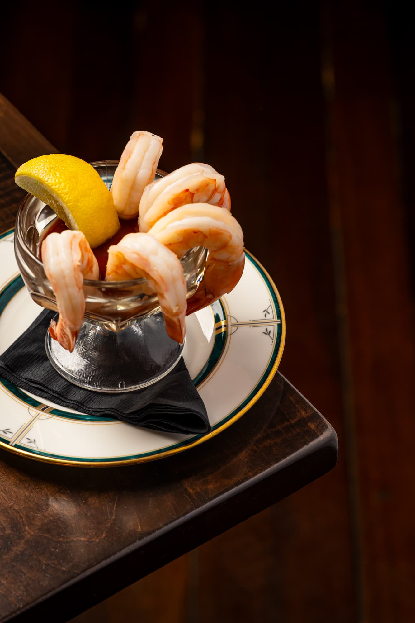 Shrimp cocktail on Berczy china — brunch at The Berczy Tavern Toronto