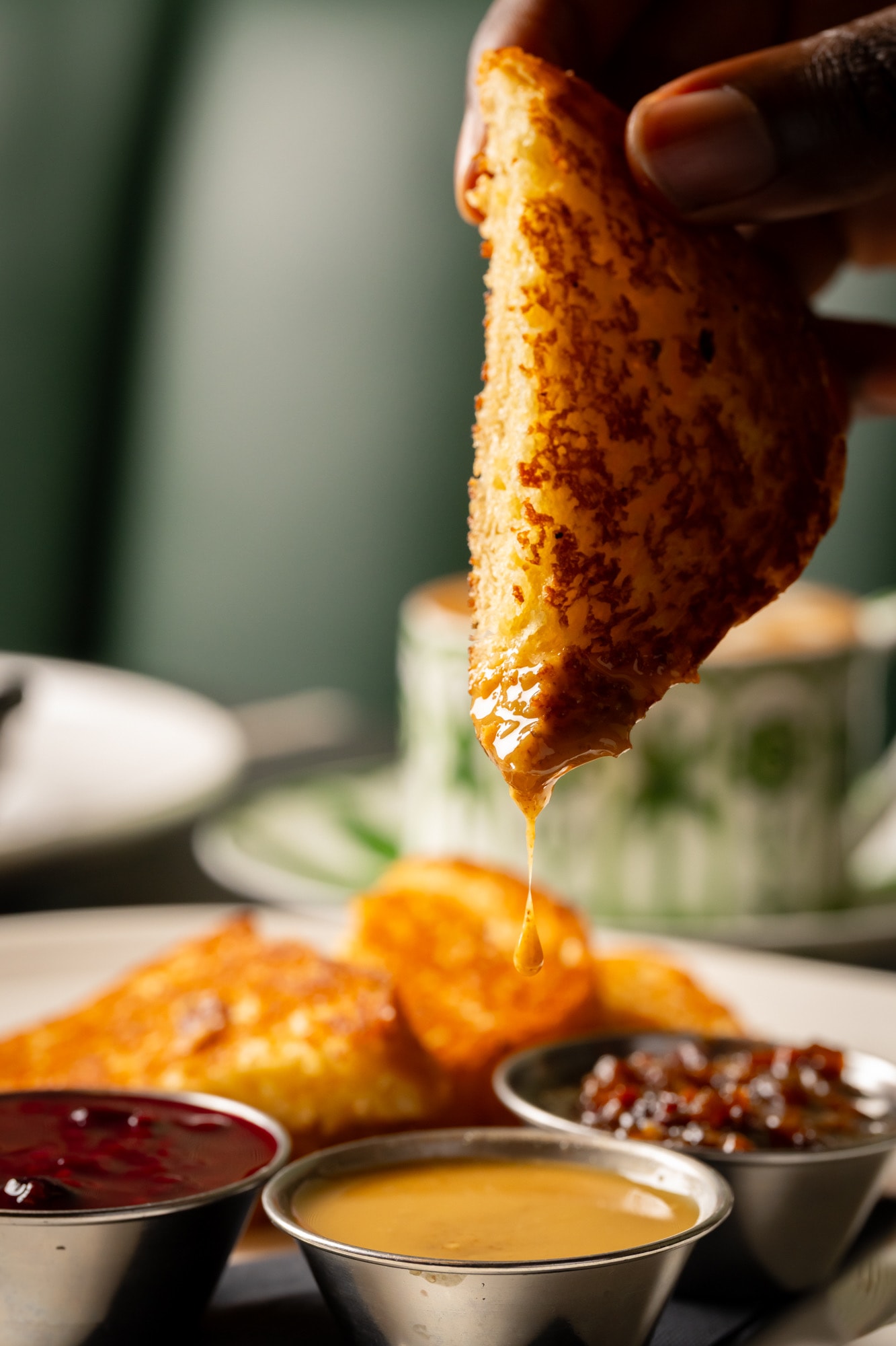 Toasted brioche served with chicken liver mousse